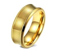 Calefee Mens Wedding Ring, Stainless Steel Rings Engraved Personalized Men Concave Surface 8mm Wide, Size X 1/2