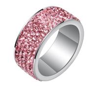 Calefee Mens Wedding Ring, Women Rings Fashion Stainless Steel 12mm Wide Band Full of Cubic Zirconia, Size V 1/2