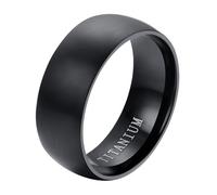 Calefee Mens Wedding Rings, Personalized Ring for Men Stainless Steel Black Plain Brushed Band 8mm Wide, Size V 1/2