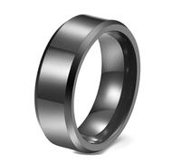 Calefee Promise Ring for Men, Custom Rings for Men Tungsten Carbide 8mm Wide with Beveled Edge Black, Size V 1/2