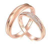 Calefee Promise Rings for Couples Set, 9k Rose Gold Engagement Rings with Moissanite, Band Wide 4.1mm and 3.5mm, Women Size R 1/2 and Men Size P 1/2