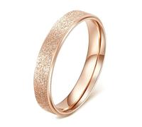 Calefee Ring for Women, Stainless Steel Rings Engraved Personalized 4mm Wide Matte Rose Gold, Size P 1/2