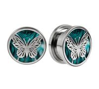 Calefee Screw Gauges 5/8, Ear Plugs Stainless Steel with Butterfly Shaped, Piercing Jewelry Ear Tunnels for Women 16mm, 2pcs
