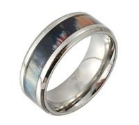 Calefee Spinner Rings for Anxiety Men, Promise Ring for Her Stainless Steel Rainbow Heart 8mm Wide Rotatable Band, Size P 1/2