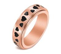 Calefee Spinner Rings for Anxiety Women, Engraved Rings for Men Stainless Steel Rotatable Heart Band 6mm Wide, Size X 1/2