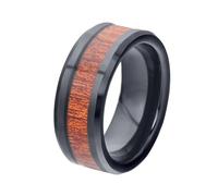 Calefee Tungsten Carbide Rings for Women Wedding, Men Promise Ring Customize 8mm Wide Wood Band with Beveled Edge, Size P 1/2