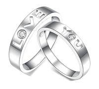 Calefee Wedding Ring Band Set for Couples, 9k White Gold Rings Solid with Moissanite, Women Size R 1/2 and Men Size P 1/2