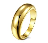 Calefee Wedding Ring for Men, Custom Rings for Women Stainless Steel Gold Curved Shape 6mm Wide, Size N 1/2