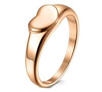 Calefee Wedding Rings for Women, Stainless Steel Rings Engraved Personalized Heart Shaped 7mm Wide, Size N 1/2
