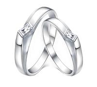 Calefee Wedding Rings Sets for Men and Women, 9k White Gold Couples Rings Band with Moissanite, Women Size P 1/2 and Men Size R 1/2