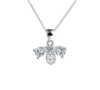 Calefee White Gold Necklace for Women 18k, Pendant Necklaces for Wedding Elegant Bee Shape with Created Diamond, 40+5cm