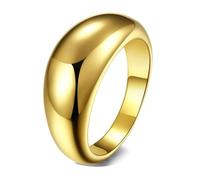 Calefee Womens Wedding Ring, Personalized Rings for Men Stainless Steel Gold Curved Shape 10mm Wide, Size N 1/2