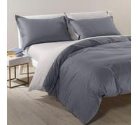 Caleffi - Duvet Cover Set Bicolor 100% Cotton Solid Color Double Anthracite