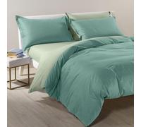 Caleffi - Duvet Cover Set Bicolor Solid Color Double Jade
