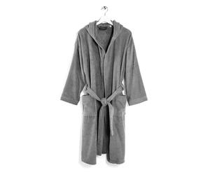 Caleffi gray terry bathrobe with hood and pockets
