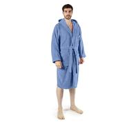 Caleffi Men's Bathrobe in Cotton Terry Towelling with Hood - Soft and Absorbent, Quick-Drying