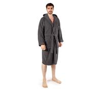 Caleffi Men's Bathrobe in Cotton Terry Towelling with Hood - Soft and Absorbent, Quick-Drying