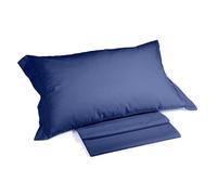 Caleffi - Plain Cotton Sheet Set, Plain Blue, Double