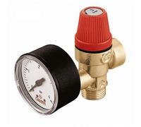 Caleffi Safety Relief Valve 1/2' M X 1/2' F 3 Bar With Pressure Gauge 314430