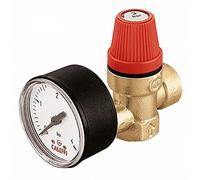 Caleffi Safety Relief Valve 1/2'' x 1/2'' Female Connections 3 Bar with Pressure Gauge 313430