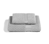 Caleffi - Soft Terry 100% Cotton Jacquard Bath Towel and Bidet Set, 1 Face Towel 60 x 110 cm + 1 Guest Bidet Towel 40 x 60 cm Absorbent Resistant to Frequent Washes, Durable