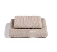 Caleffi - Soft Terry 100% Cotton Jacquard Bath Towel and Bidet Set, 1 Face Towel 60 x 110 cm + 1 Guest Bidet Towel 40 x 60 cm Absorbent Resistant to Frequent Washes, Durable