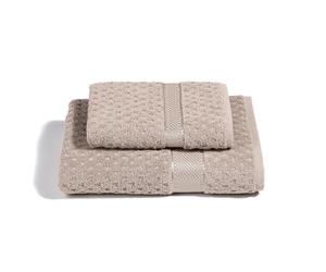 Caleffi - Soft Terry 100% Cotton Jacquard Bath Towel and Bidet Set, 1 Face Towel 60 x 110 cm + 1 Guest Bidet Towel 40 x 60 cm Absorbent Resistant to Frequent Washes, Durable