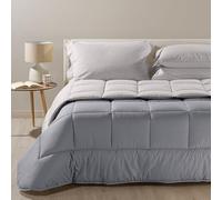 Caleffi - Two-Colour Plain Double Bed Quilt Grey