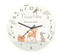 CalEli Gifts Personalised Woodland Animals Wooden Nursery Clock
