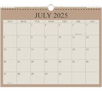 Calendar 2025 - Wall Calendar from January 2025 - June 2026, 18 Months Calendar with Premium Paper, Twin-Wire Binding & Hanging Hook, 8.5" x 11", Beige