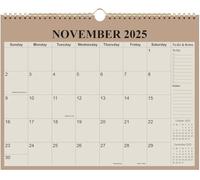 Calendar 2025-2026 - 15 Months Wall Calendar from October 2025 to December 2026, 2025-2026 Wall Hanging Calendar Planner with Thick Paper, 12" x 14.5", Beige