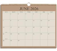 Calendar 2026-2027 - 19 Months Wall Calendar from June 2026 to December 2027, 2026-2027 Wall Hanging Calendar Planner with Thick Paper, 8.5" x 11", Beige
