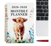 Calendar - 2026-2028 Cow Pattern Notebook | Three-Year Agenda Book Note Calendar for School Teachers Children Students Office Desk Home Office