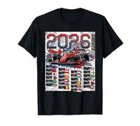 Calendar 2026 Circuit Racing car Men Women Comic Style T-Shirt
