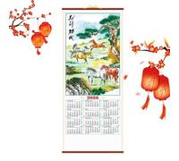 Calendar 2026,Hangable Monthly Planner Paper - 2026 Year of the Horse Lunar Calendar - for Office School Classroom Dorm Room Home Chinese New Year Restaurant