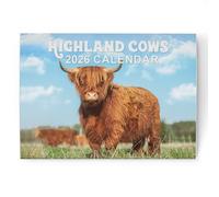 Calendar 2026 Highland Cows - Cute Scottish Cow Photography Wall Planner, A3 When Open - Month to View with Large Day Boxes & Premium 170gsm Silk Paper