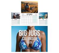 Calendar 2026 Joke Big Jugs - A3 Month to View, features 12 Detailed Images of Big Jugs - Funny, Gag, Great Gift for Birthdays, Secret Santa Christmas Stocking Present