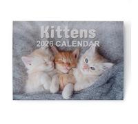 Calendar 2026 Kittens - Cute & Adorable Kitten Photos - Month to View UK Wall Planner, A3 When Open - 170gsm Silk Paper - Perfect Cat Lover Gift