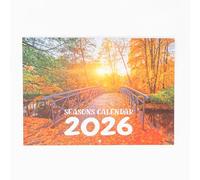 Calendar 2026 Seasons UK - Spring Summer Autumn Winter Wall Planner, A3 When Open - Month to View with Large Day Boxes & Seasonal Scenery Photos