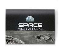 Calendar 2026 Space Astronomy - Galaxy & Night Sky Wall Hanging UK Planner, A3 When Open - Month to View with Large Day Boxes & Cosmic Photos