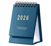 Calendar 2026, Standing Flip-Up Design, Oct 2025 - Dec 2026, Thick Paper, Twin Wire Binding | Home & Office Desktop Organizer 7.6 * 12.2cm (Blue)