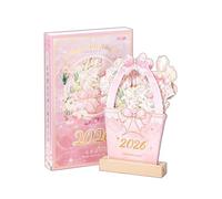 Calendar 2026 With Memo Notes To Do List Tabletop 3D Flower Wooden Desk Calendar Schedule Monthly For Home Office Supplies(Color 1)