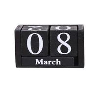 Calendar 2026 Wooden Perpetual Calendar Eternal Blocks Month Display Building Pastoral Style(Black)