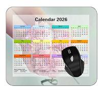 Calendar 2026 Year Mouse Pad with Holidays,Patterns Background Light Surface Gaming Mouse Pad