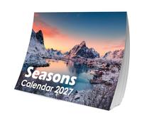 Calendar 2027 Seasons - Spring Summer Autumn Winter Wall Planner, A3 When Open - Month to View with Large Day Boxes & Seasonal Scenery Photos