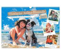 Calendar 2027 · US Version · Animal anime friends - Happy rambles with dog | and cat · Pet pals and anime adventures: a year full of joys · 17" × 12" Landscape · CALVENDO Wall Calendar