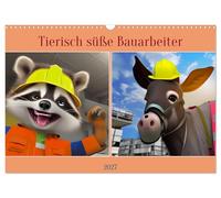 Calendar 2027 · US Version · Animal cute construction workers | Funny animals dressed as construction workers at the construction site · 17" × 12" Landscape · CALVENDO Wall Calendar