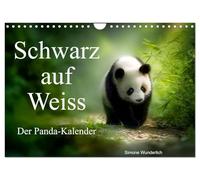 Calendar 2027 · US Version · Black on white - The Panda calendar | Pandas in Happiness · A year between bamboo and comfort · 12" × 8" Landscape · CALVENDO Wall Calendar