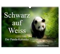Calendar 2027 · US Version · Black on white - The Panda calendar | Pandas in Happiness · A year between bamboo and comfort · 17" × 12" Landscape · CALVENDO Wall Calendar
