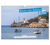 Calendar 2027 · US Version · Boats with backdrop | Boats are ubiquitous on the waterfront · here they are perfectly staged… · 17" × 12" Landscape · CALVENDO Wall Calendar
